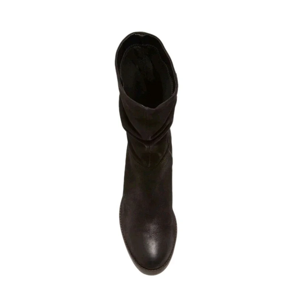 NWOT Lucky Brand 6 Bitsie Suede Leather Ruched Slouch Ankle Boots Black MSRP 120